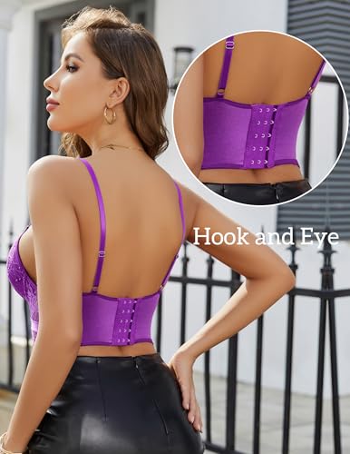 Image of Avidlove Lace Bralettes for Women Y2k Strap Bustier Cami Top V Neck Camisole Lingerie