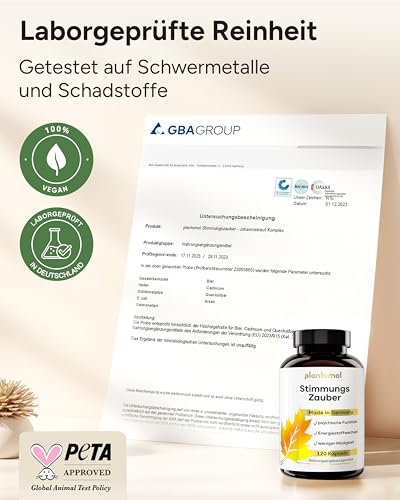 120 Johanniskraut Kapseln hochdosiert - 1000mg Johanniskraut-Extrakt mit GABA & L-Tryptophan - pflanzlicher Stimmungsaufheller hochdosiert - Stimmungszauber - 3 Monatsvorrat