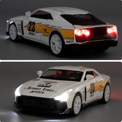 Image of 1:32 GT-R50 Scale Die-Cast Metal Pull-Back Toy Car with Lights & Sound, Openable Doors, Detailed Model Vehicle for Kids & Collectors