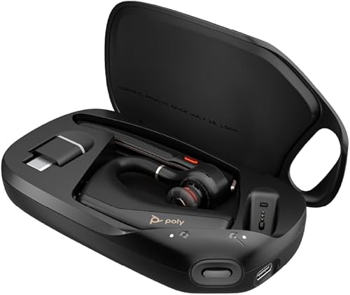Poly Voyager Legend 50 UC Auriculares Bluetooth con estuche de carga  4 micrófonos con cancelación de ruido, AI NoiseBlockAI y WindSmart Tech