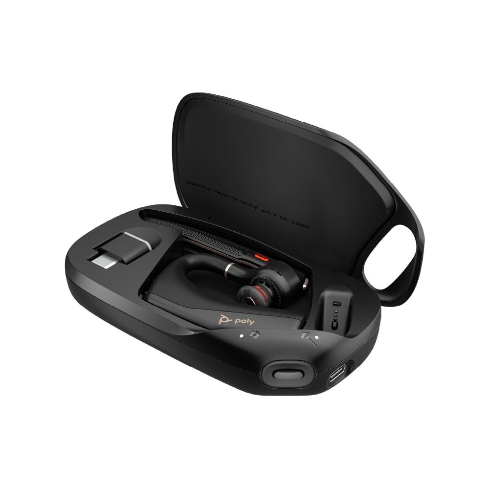 Poly Voyager Legend 50 UC Bluetooth Headset with Charging Case – 4 Noise-Canceling Mics, AI NoiseBlockAI & WindSmart Tech – Bluetooth Headphones with Mic, Smart Call Controls, All-Day Comfort