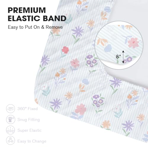 Image of Little Grape Land Crib Sheets 2 Pack, Fitted Crib Sheets 52 inchx28 inchx8 inch | For Standard Crib Mattress, Soft and Comfortable for Girls, Breathable & Easy Care