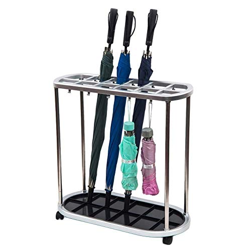 MIDUNU Metal Umbrella Stand Holder Storage Rack Holds up to Large Umbrellas with Hooks for Smaller Umbrellas, Home Office Décor