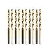 amoolo 3/16' Titanium Drill Bits (10pcs), Premium 4341 HSS Metal Drill Bits for Wood, Metal, Steel, Plastic, Aluminum Alloy