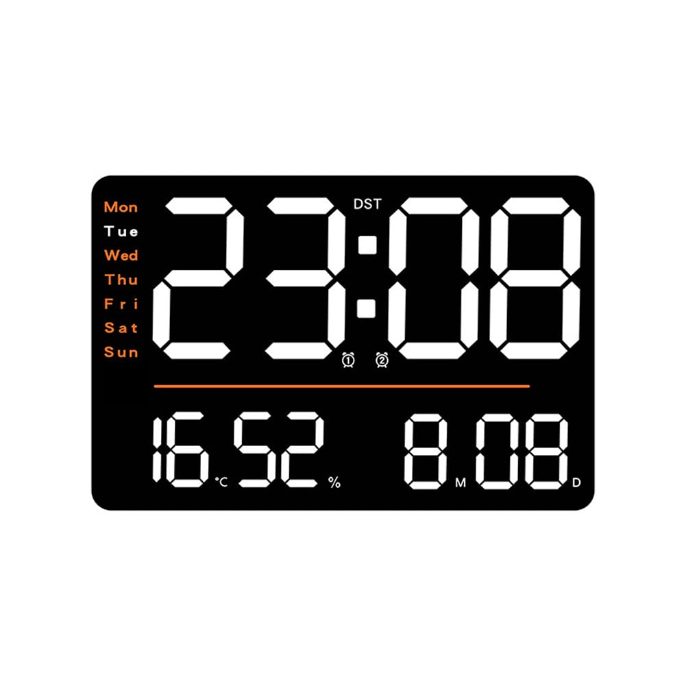 Cyfrowy zegar ścienny LED, budzik z dużym wyświetlaczem i pilotem, zegar ścienny do montażu na ścianie z datą Tydzień Temperatura do biura w salonie Biurko Dekoracja nocna w sypialni