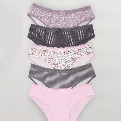 5 Pack Panties for Women - Women's Briefs Low-Rise Lace Underwear Breathable & Comfortable Soft Briefs
