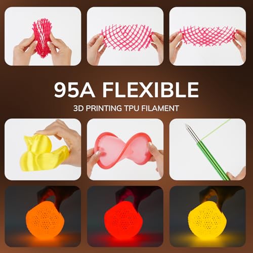 Image of AMOLEN 95A TPU 3D Printer Filament, 1.75mm Glow in The Dark Orange, Soft TPU Flexible 3D Printing Filament, Best with UV Lamps, 1kg Spool, Dimensional Accuracy + /- 0.02 mm, Fit Most 3D Printers