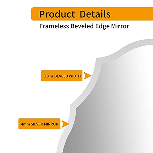 Kohros Scalloped Frameless Wall Mounted Bathroom Mirror, Emma Shaped Decorative Mirror For Living Room Bedroom Office Entrance Decor (24" W X 31" H Scalloped) #TOP5