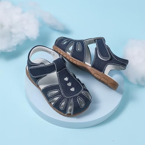 Image of Femizee Toddler Girls Leather Dress Sandals with Adjustable Strap | Toddler /Little Kids, Leather upper, Cushioned footbed, Hook-and-loop, Flexible Sole, Dressy summer occasions, Princess-style