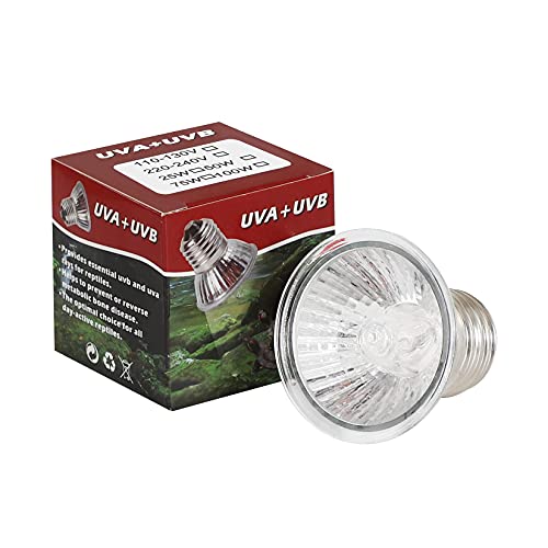 LEDGLE Lampe Chauffante Tortue, Ampoule Chauffante LED UVA/UVB à Spectre Complet 25 W, Ampe Chauffante E27 Adaptée aux Reptiles, Amphibiens, Tortues,...