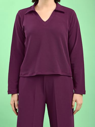 Image of PURVAJA Women's Regular Sleeve Top & Trouser Solid Co-ords