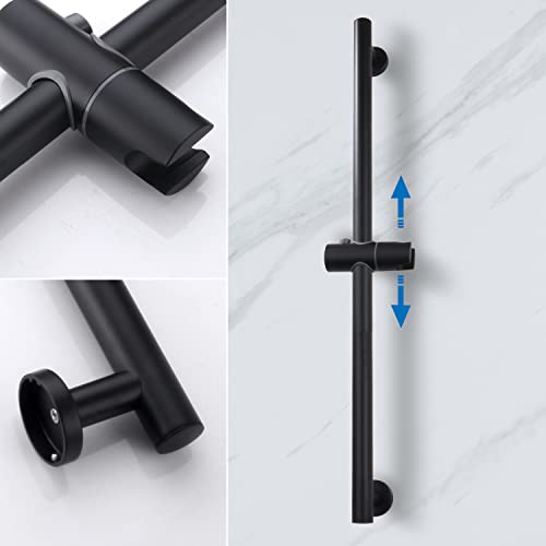 Bangpu Matte Black Shower Slide Bar, Bathroom Shower Slide Bar With Adjustable Handheld Shower Holder Wall Mount, Stainless Steel Slide Slide Bar Drill-Free Mounted #TOP3