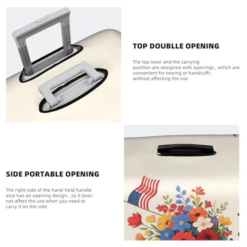 Travel Luggage Cover 4th Of July Watercolor Flowers God Bless America Independence Day Fashion Washable Baggage Suitcase Protector Fit For Luggage X-Large4