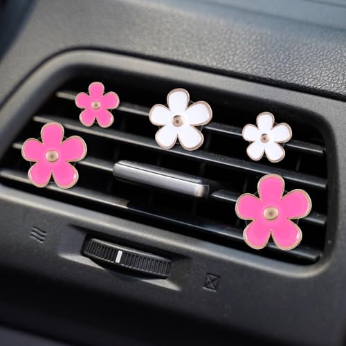 Image of 8 Pcs Car Air Vent Clips Daisy Flower Air Conditioning Outlet Clip Cute Car Air Freshener Clip with 8 Pcs DIY Unscented Fragrance Pads Daisy Car Decor Car Interior Decorations Refillable Car Diffuser
