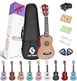 Soprano Ukulele Beginner Pack, 21 Inch Basswood kids Ukuleles Starter Kit with Gig Bag Spare Strings Tuner and Picks. (burlywood)