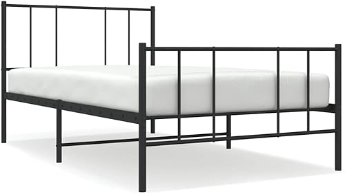Miniatura 55 de YAFF Marco de cama de metal de 81.5 x 41.3 x 35.4 pulgadas, marco de cama de plataforma de acero resistente con cabecero, no necesita somier, sin