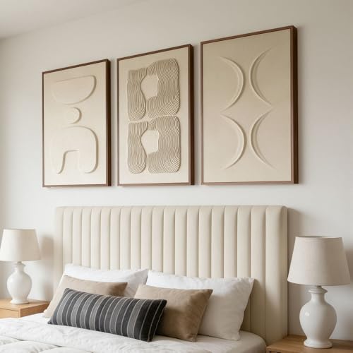 Thalasse Large 3-Piece 3D Textured Wall Art for Living Room, 24x36 Inch | Wabi Sabi Sandstone Relief Panels with Solid Wood Frames, Minimalist Wall Decor for Hallway and Entryways - Image 6