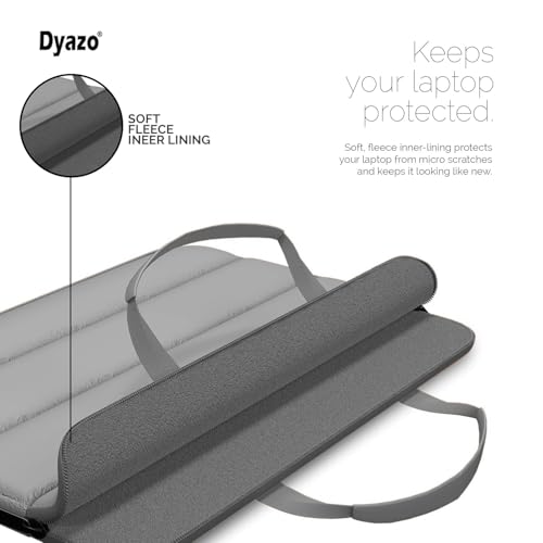 Image of Dyazo 15.6 Inch Fluffy Laptop Sleeve Bag | Soft Padded Protective Case with Handle & Front Pocket | Water-Resistant Cover | Compatible for MacBook, HP, Dell, Lenovo, Acer, Asus & Other Notebook (Grey)