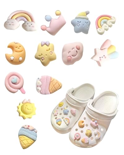 WINXMIN 12 Piezas Adornos para Zapatos, pins para crocs, Adornos para Zapatos de sandalias de zueco para Niñas Mujeres Niños, decoración de zapatos para Regalos de Niños Fiesta Cumpleaños(H)