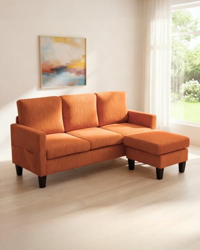Karl home Small Sectional Couch L Shaped Sofa with Movable