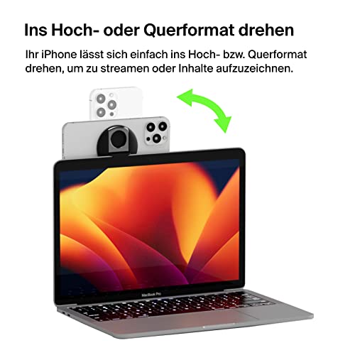 Belkin iPhone-Halter mit MagSafe für Mac-Notebooks; einfache magnetische Befestigung zur Verwendung der Kamera-Übergabe-Funktionen Videokonferenzen, FaceTime, Streaming, Inhaltserstellung, Schwarz – Bild 6