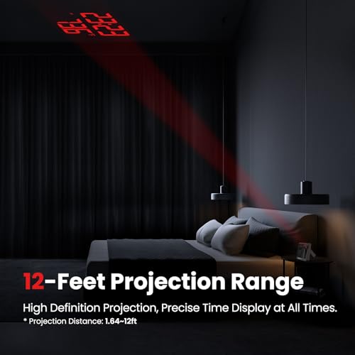 Newentor Life Projection Alarm Clock, Projector Alarm Clocks For Bedroom, Digital Indoor Outdoor Thermometer Wireless thumb #1