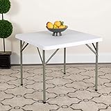 Flash Furniture 2.85-Foot Square Granite White Plastic Folding Table