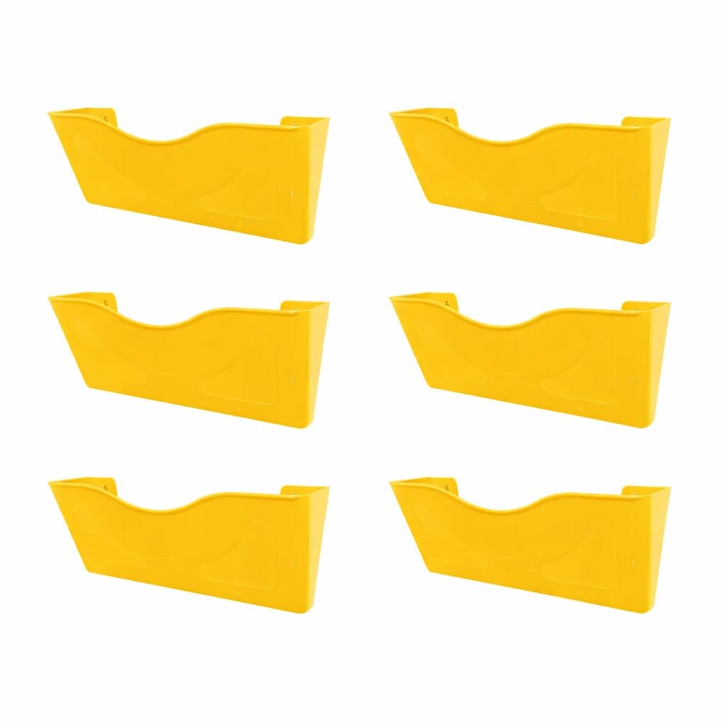 Deflecto 6 Pack Yellow Landscape A4 Wall Mounted Document Holder - A4 Sign Holder - A4 Leaflet Holder Wall Mounted Letter Rack - Leaflet Display Stands - A4 Poster Holder - A4 Menu Holders