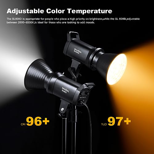 Image of Godox 3 Pack SL-60II bi 180W CRI95+ White Continuous Output Lighting LED Video Light Bowens Mount Kit for YouTube,Video Shooting,Studio,Children Photography,Wedding &Softbox,Light Stand,Carrying Bag