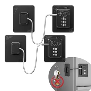 2 Pack Refrigerator Locks with 3 Digit Code, Easy Install Fridge Lock Combination, Premium Freezer Lock, Child Proof Cabinet Locks for Refrigerators, Drawers, Closets, Windows (Black)