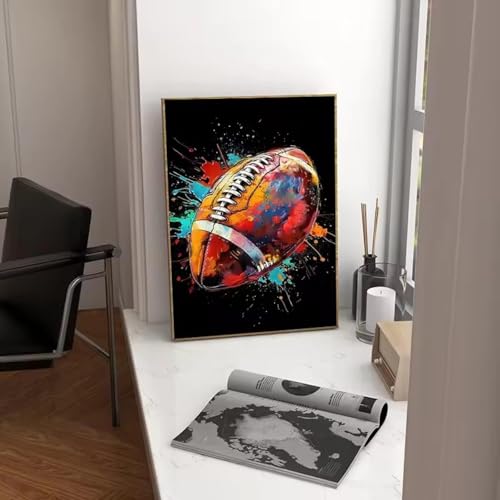 Affiche sur toile rugby abstrait cadre inclus pour mur de chambre