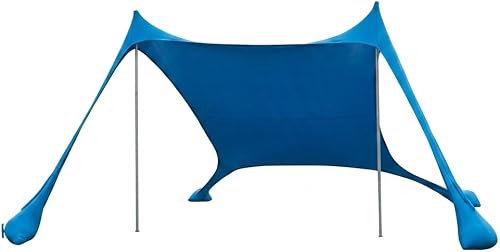 AL Ultra Shade Elastic Lycra Beach Tent 2x2m - Portable Pole Sun shelter Canopy with Corner Sandbags & Heavy Duty Ground Anchors for Outdoor Wind Resistance - Model M26-23-1