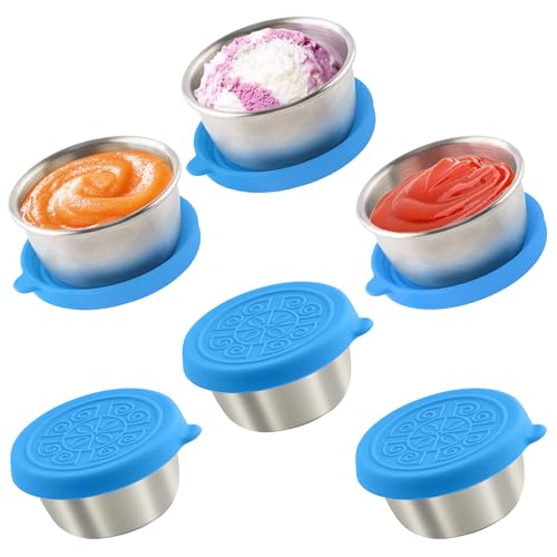 Image of Qukaka 1.6 oz Stainless Steel Salad Dressing Containers with Lids, 6 Pack