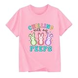 Easter Bunny Tshirts Kids Chilling with My Peeps Shirts Short Sleeve 7 8 Years
