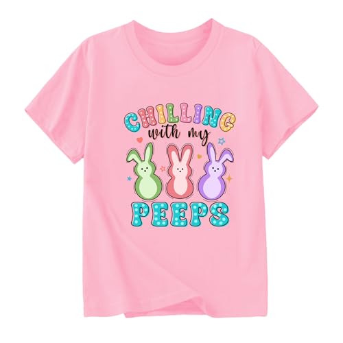 Toddler Girls Easter Shirts Cute Bunny Tshirts Happy Easter Tees Cotton Short Sleeve Tops 2-10 Years