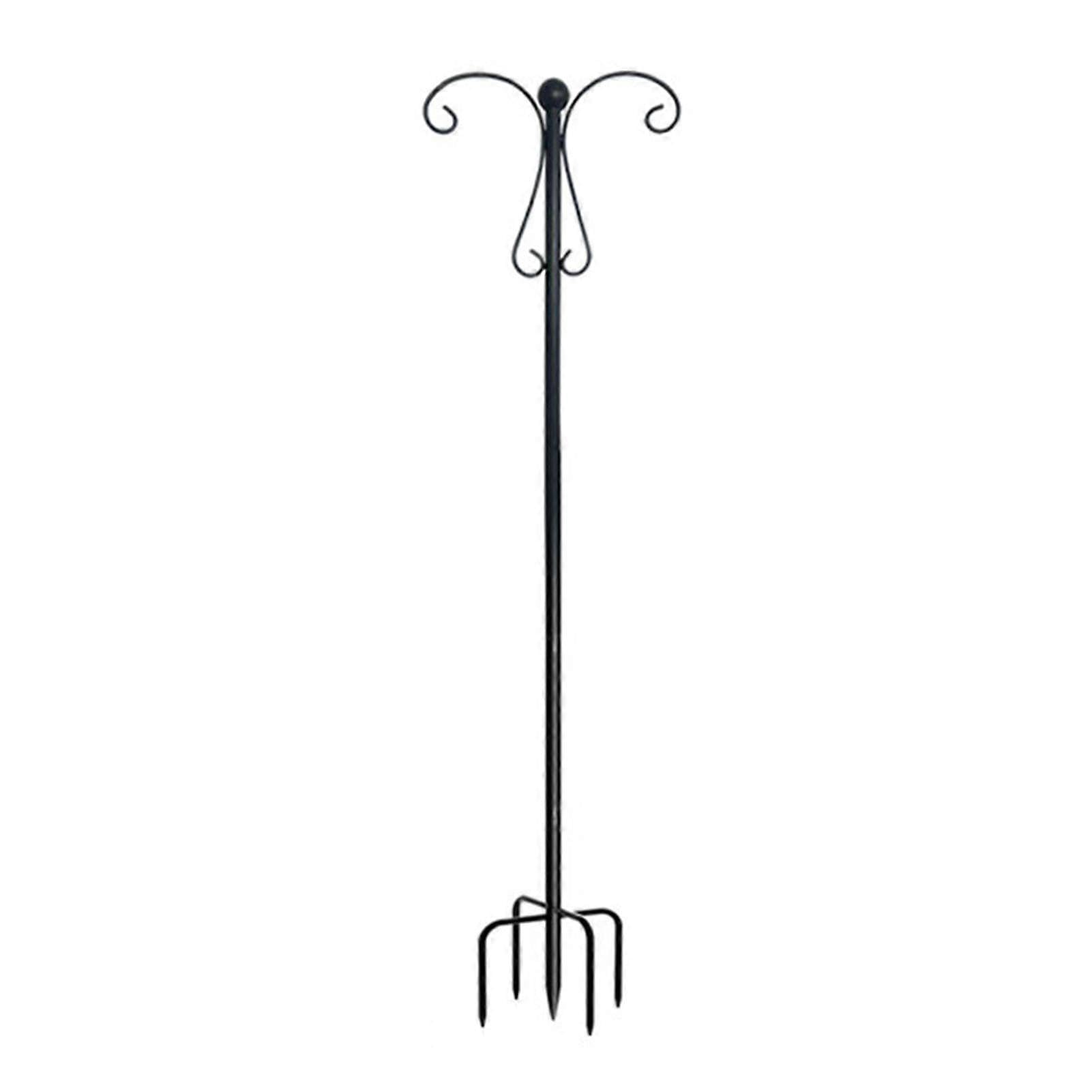 JOYHAPPST Outdoor Shepherd Hook Double Hooks Heavy Duty Bird Feeder Pole Shepherd Hook with 5-Prong Base for Hanging Plants Lanterns Wind Chimes