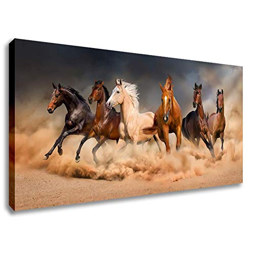 Inzlove Runnning Horses Oil Paintings Print on Canvas Wild Animal Wall Art Pictures Artwork for Bedroom Decorations