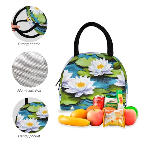 Childrens Backpacks Insulated Waterproof Backpack, Backpacks for Tweens, Teens, and Older Kids, Elegant White Lotus Flowers4