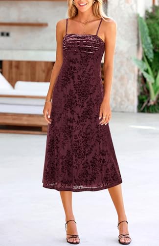 Image of BTFBM Women's Summer Dress Sleeveless Spaghetti Strap Midi Dress Sexy Cowl Neck Floral Cocktail Dress Party Dresses