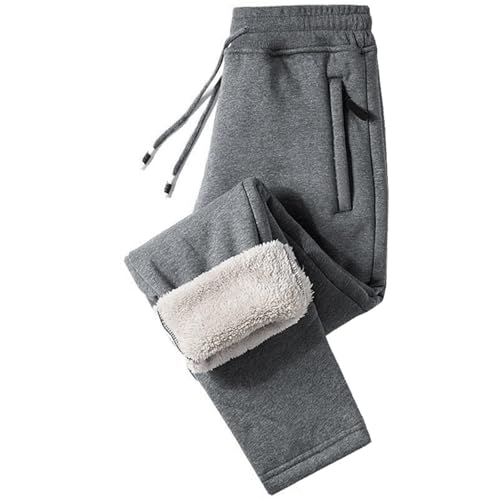 Mens Fleece Lined Joggers for Men - Thermal Tactical Pants with Pockets - Dark Grey Sweatpants (2-Dark Gray,Large)