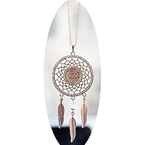 Mini Zodiac Sign Dream Catcher Car Charm Rear View Mirror Accessories, Boltz Boho Dangling Feather Tassel Bead Pendant Constellation Ornament Wall Hanging Home Decoration (1, Aquarius) Cover