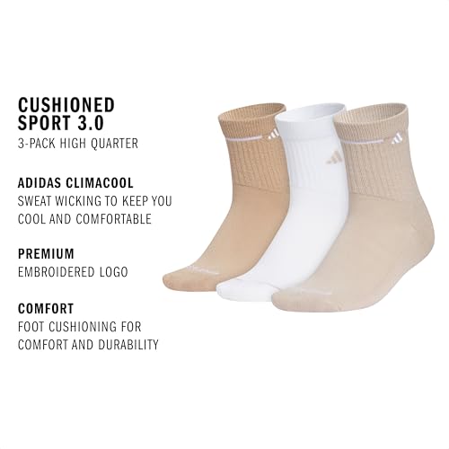 Image of adidas Cushioned Sport High Quarter Socks 3-Pairs Durable & Comfortable