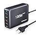 Netzteil günstig Kaufen-DOODBI 100W USB C Ladegerät,5-Port[3 USB-C+2 USB-A]USB Ladegerät Mehrfach,GaN Ladegerät PD&QC 3.0 USB C Netzteil,Schnellladegerät USB C kompatibel mit iPhone 15/14/13/iPad/Galaxy S22/Samsung(schwarz)