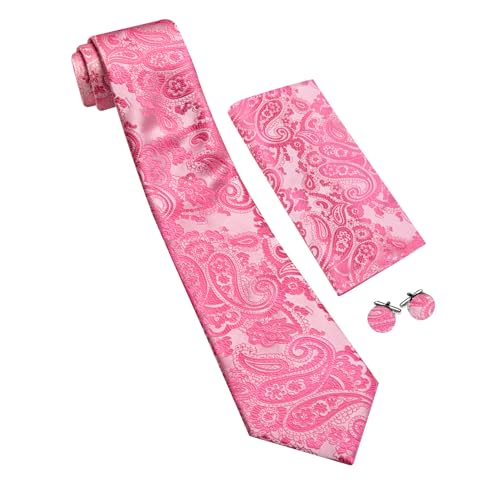 Image of Barry.Wang Men Suspender Set with Necktie Elastic Y Type Heavy Duty 6 Clips Braces Tie Handkerchief Cufflink Pin 6PCS