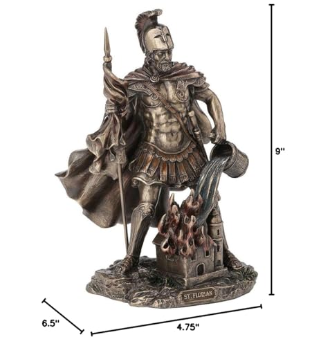 Estatua de San Floriano de 9 Pulgadas Acabado Bronce Antiguo miniatura 6