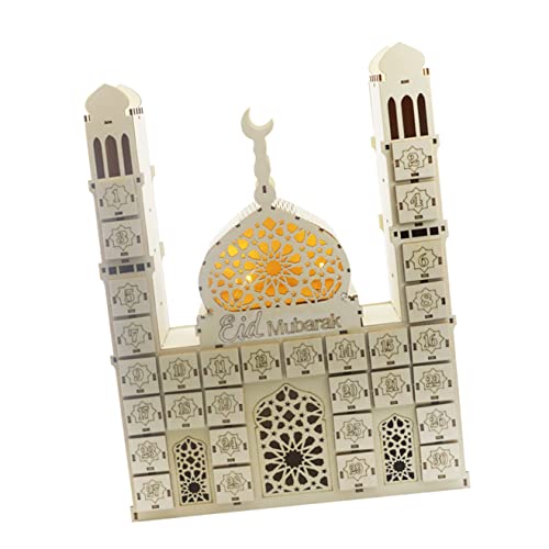 SEWACC 1 PC Création De Table Faveurs Lumineuses Musulman Mubarak Utiliser en Bois Compte À Rebours De L'Avent Jouet Produits Accessoires Eid Calendrier LED Message Ornements De Fête Cover