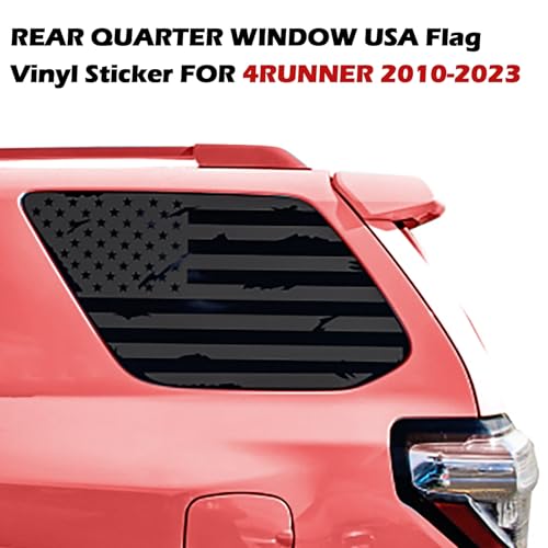Image of Precut American Flag Decal Car Rear Side Window Sticker Matte Black Rear Quarter Window DIY Sticker Left and Right Side Window Cling Car Exterior Decoration Accessories, for 4Runner 2010-2023