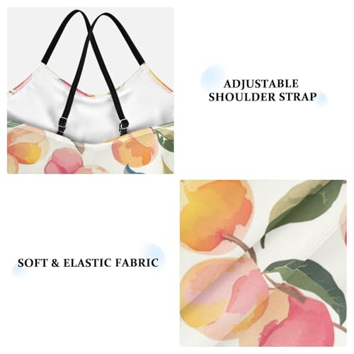 KLL Watercolor Peaches Girl One Piece Swimsuit Beach Swimming Suits with Adjustable Straps Cute3