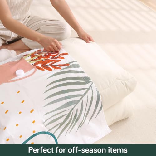 Image of HOKIPO Printed Pack of 2 Vacuum Storage Bags - Double Extra Large (100 X 80 cm)Space Saver Bags with Pump - Airtight Compression Bags for Clothes, Blankets, Comforters, Travel & Storage (NEW-AR6118*2)