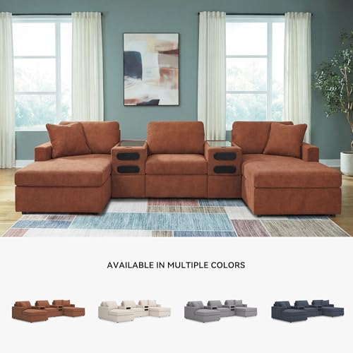 Image of Signature Design by Ashley Modular Double Chaise Sectional, Spice